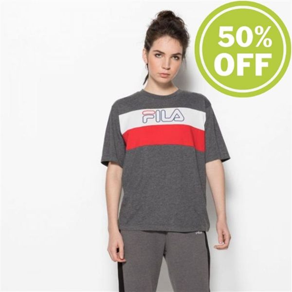 Camisetas Fila Mujer Gris - Lei Tee Sleeve Shirt Workout Shirt - España 158367RHF